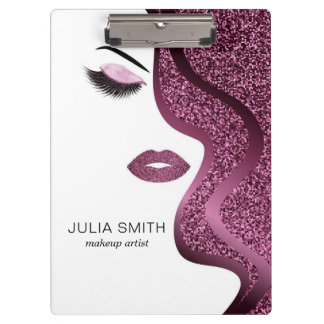 Carpeta De Pinza Maquillaje con efecto purpurina burdeos