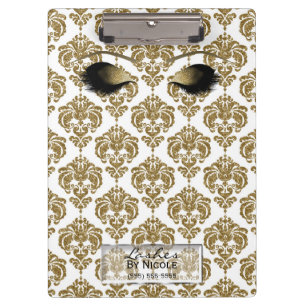 Carpeta De Pinza Maquillaje de Ojos Pestañas de Oro Blanco Damasco