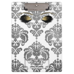 Carpeta De Pinza Maquillaje de Ojos Pestañas Plateado Dorado Damasc