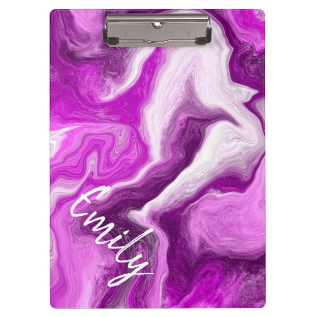 Carpeta De Pinza Marble púrpura y blanco Swirls personalizado (Anverso)