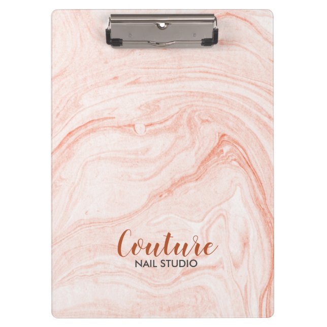 Carpeta De Pinza Marbling Swirls blanco y de oro Rosa (Anverso)