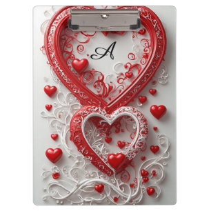 Carpeta De Pinza Marco Decorativo de Corazones Rojos Ornamentados
