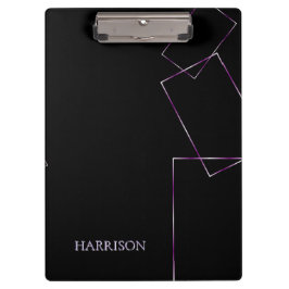 Carpeta De Pinza Marco geométrico negro lila Cuaderno personalizado