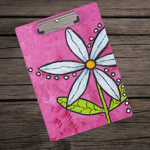 Carpeta De Pinza Margarita Blanca Caprichosa Flor Rosa