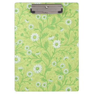 Carpeta De Pinza Margaritas en blanco y verde sobre verde mela