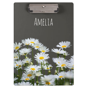 Carpeta De Pinza Margaritas en Gris Personalizadas