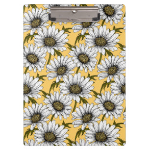 Carpeta De Pinza Marinas blancas, flores silvestres en amarillo