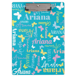 Carpeta De Pinza Mariposa arcoiris muda nombre personalizado Ariana