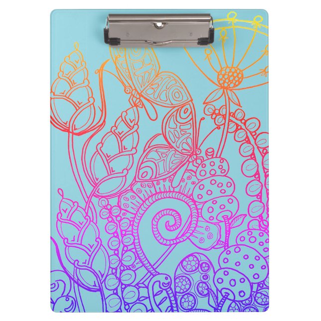 Carpeta De Pinza Mariposa arcoíris turquesa de Ombre (Anverso)