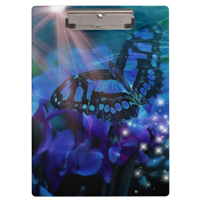Carpeta De Pinza Mariposa azul mágica (Anverso)