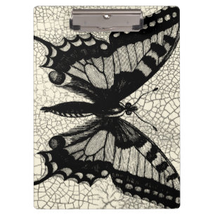 Carpeta De Pinza Mariposa blanco y negro en fondo agrietado