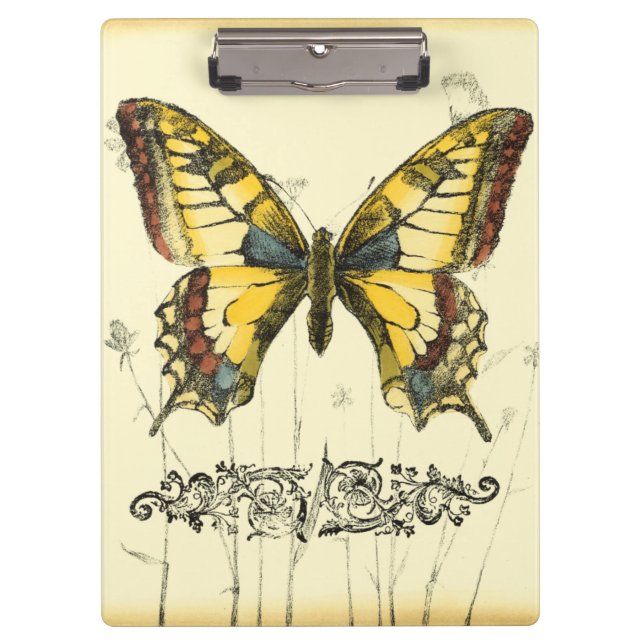 Carpeta De Pinza Mariposa decorativa con flores silvestres (Anverso)