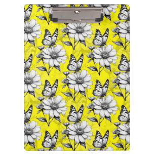 Carpeta De Pinza Mariposa En El Diseño Amarillo Del Patrón De Flor