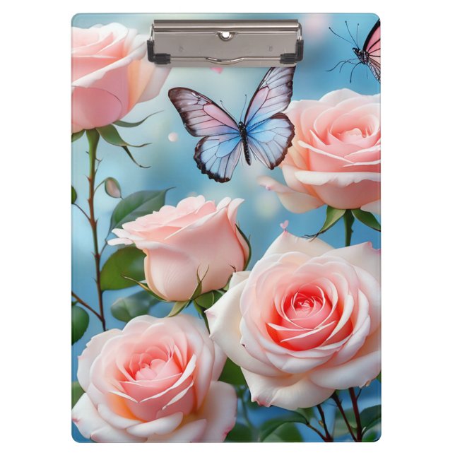 Carpeta De Pinza Mariposa En Flor Rosa (Anverso)