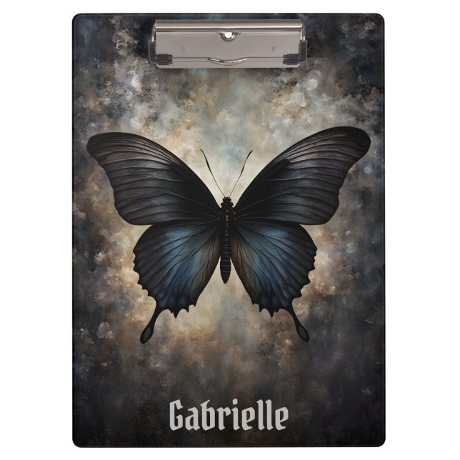 Carpeta De Pinza Mariposa gótica negra (Anverso)