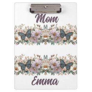 Carpeta De Pinza Mariposa verde y floral vintage para mamá