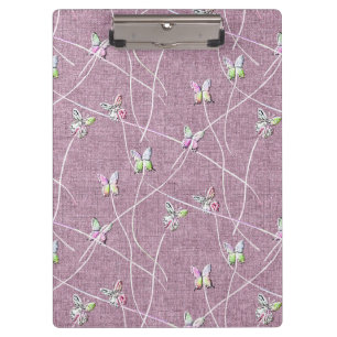 Carpeta De Pinza Mariposas Acuarela sobre Rosa Polvoriento