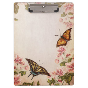 Carpeta De Pinza Mariposas Hermosas y Floración Vintage