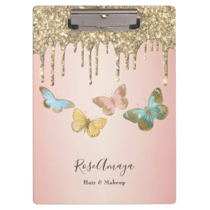 Carpeta De Pinza Mariposas Personalizadas Elegantes con Brillo