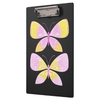 Carpeta De Pinza Mariposas rosas y amarillas