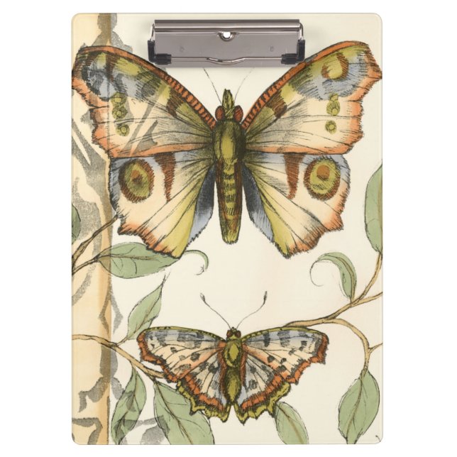 Carpeta De Pinza Mariposas tándem sobre hojas verdes (Anverso)