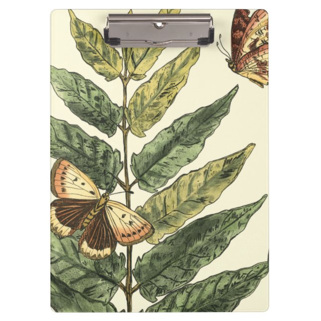 Carpeta De Pinza Mariposas y hojas con marco negro (Anverso)