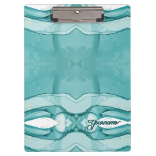 Carpeta De Pinza Mármol Azul Claro Patrón Moderno Elegante