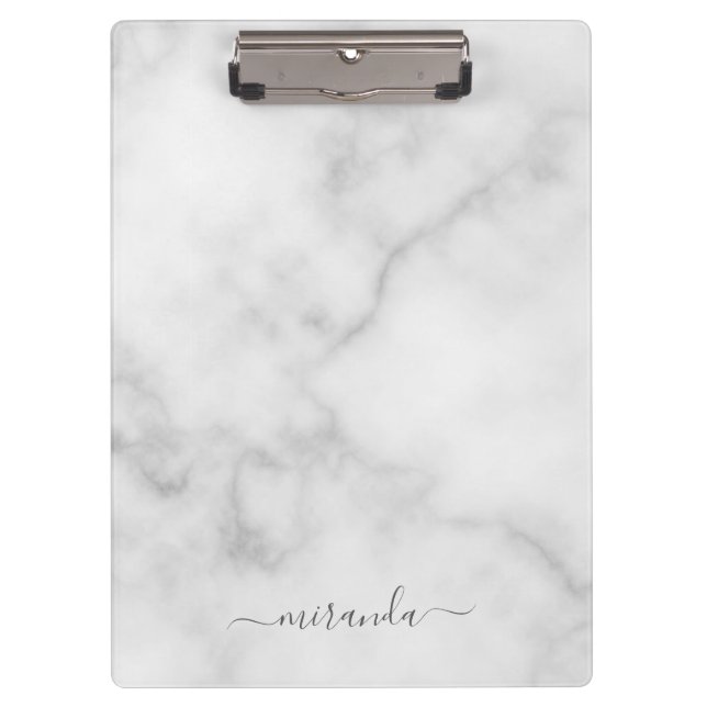 Carpeta De Pinza Mármol blanco con nombre personalizado de script m (Anverso)