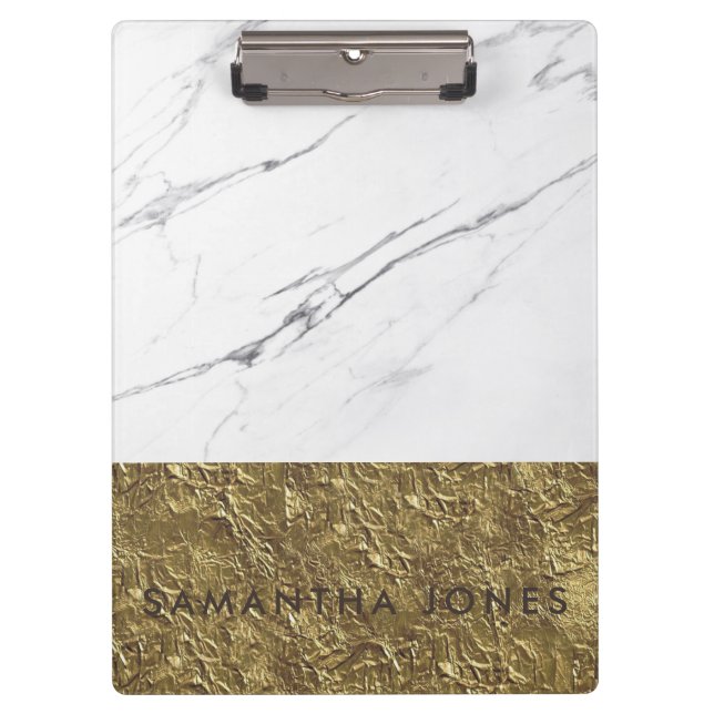 Carpeta De Pinza Mármol blanco de Carrara Matt Gold Classic (Anverso)