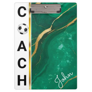 Carpeta De Pinza Mármol blanco del entrenador de fútbol personaliza