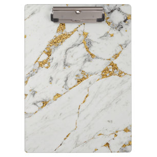 Carpeta De Pinza Mármol Blanco Fresco y Grano de Oro