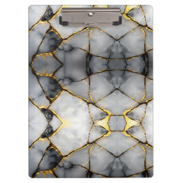 Carpeta De Pinza Mármol blanco y dorado agrietado moderno