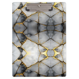 Carpeta De Pinza Mármol blanco y dorado agrietado moderno