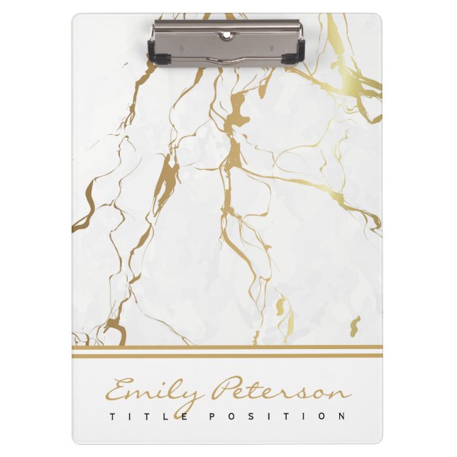 Carpeta De Pinza Mármol Blanco Y Grano De Oro (Anverso)