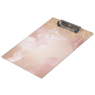 Carpeta De Pinza Mármol de Rubor Rosegold con gotitas de oro Purpur