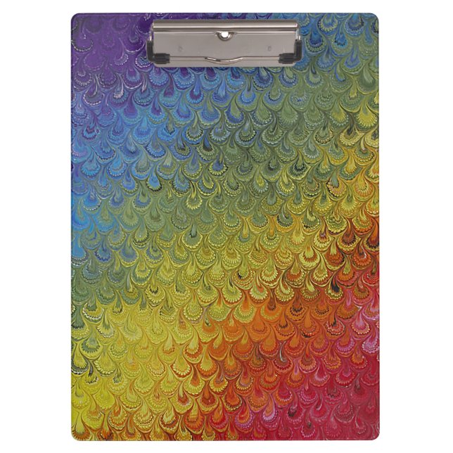 Carpeta De Pinza Mármol del pavo real arcoiris (Anverso)