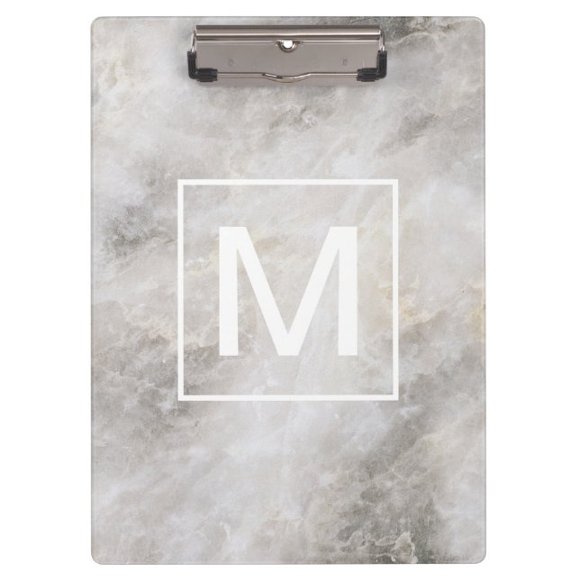 Carpeta De Pinza Mármol gris de moda monogramado (Anverso)