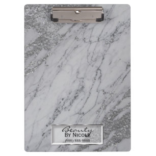 Carpeta De Pinza Mármol Gris Plateado Moderno Personalizado de Moda