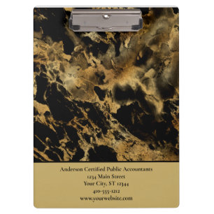 Carpeta De Pinza Mármol Oro Negro Personalizado Negocios