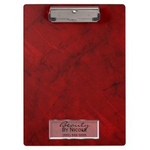 Carpeta De Pinza Mármol Rojo Elegante Chic Glam Personalizado de Mo