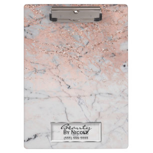 Carpeta De Pinza Mármol Rosa y Gris Moda Personalizada Moderna