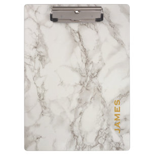 Carpeta De Pinza Mármol y oro personalizados monograma moderno