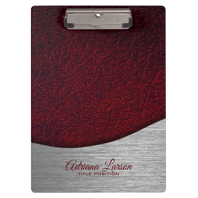 Carpeta De Pinza Maroon Red Fake Leather Look (Anverso)