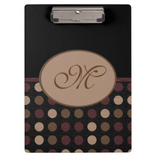 Carpeta De Pinza Marsala Marmarrón negro Polka Monograma Portapapel