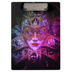Carpeta De Pinza Máscara de mascarada elegante gótico color rosa pú