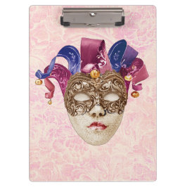 Carpeta De Pinza Máscara de porcelana Jester con cintas y correas