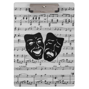 Carpeta De Pinza Máscaras de teatro unen arte plateado