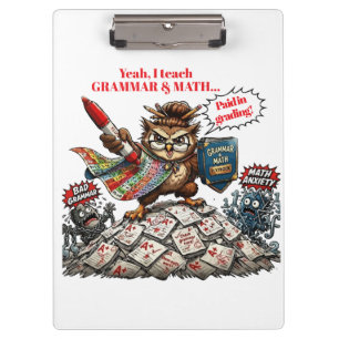 Carpeta De Pinza Mascota divertida de maestro búho - Héroe de gramá