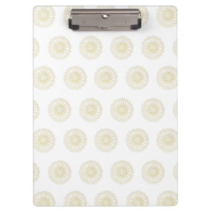 Carpeta De Pinza Medallones de Flor de Zinnia Blanca Dorada