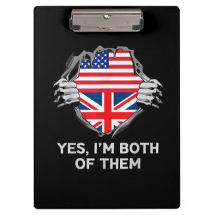 Carpeta De Pinza Media estadounidense mitad británica bandera de In